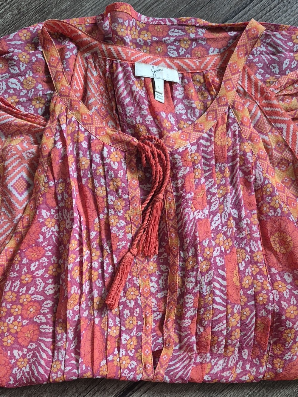 Joie Silk Boho Pink Orange Floral Sleeveless Summer Tank